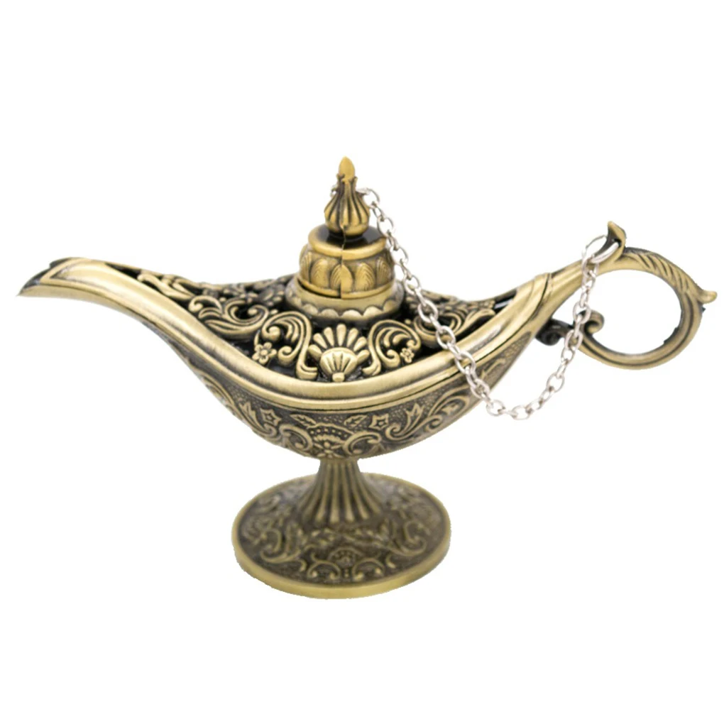 

1pc Traditional Hollow Out Fairy Tale Aladdin Magic Lamp Wishing Tea Pot Genie Lamp Vintage Retro Toy For Home Decor Ornaments