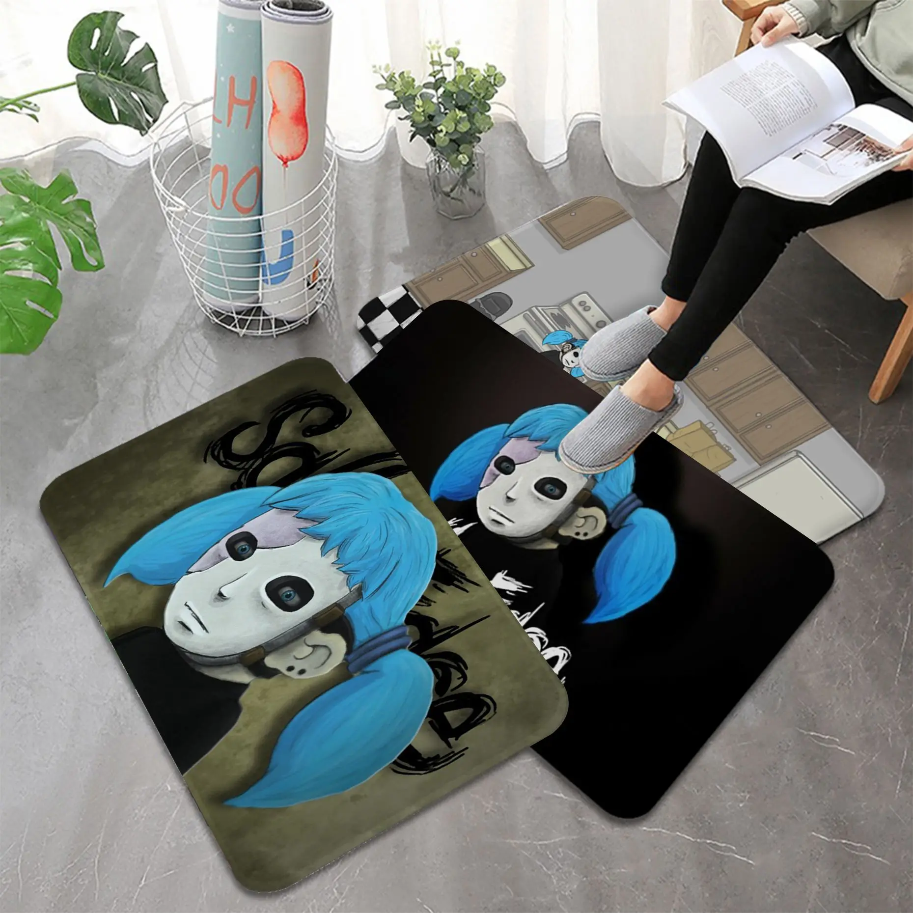 

Sally Face Printed Flannel Floor Mat Bathroom Decor Carpet Non-Slip For Living Room Kitchen welcome Doormat Entrance Rug