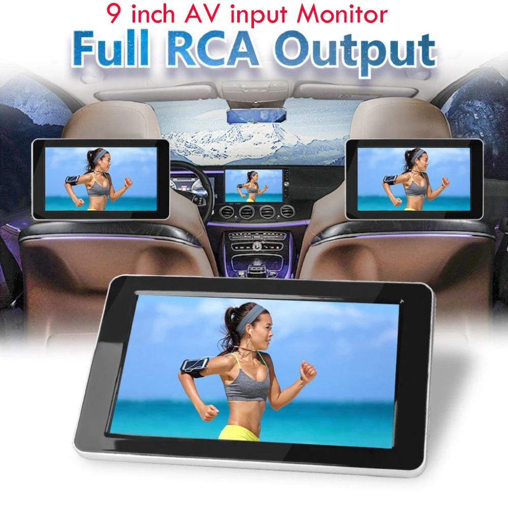 $53.59 9 inch 10'' TFT Color LCD Headrest Monitors 1024x600 HD input Radio AV Monitor for Rearview Camera car audio Player NO DVD