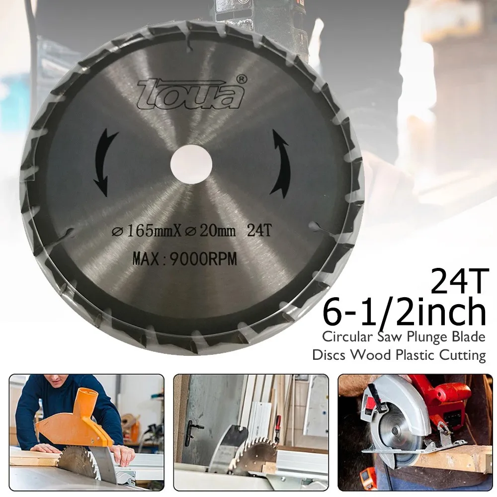 

6-1/2inch 165mm 24T Circular Saw Blade With Teeth Cutting Wood Circle General Purpose