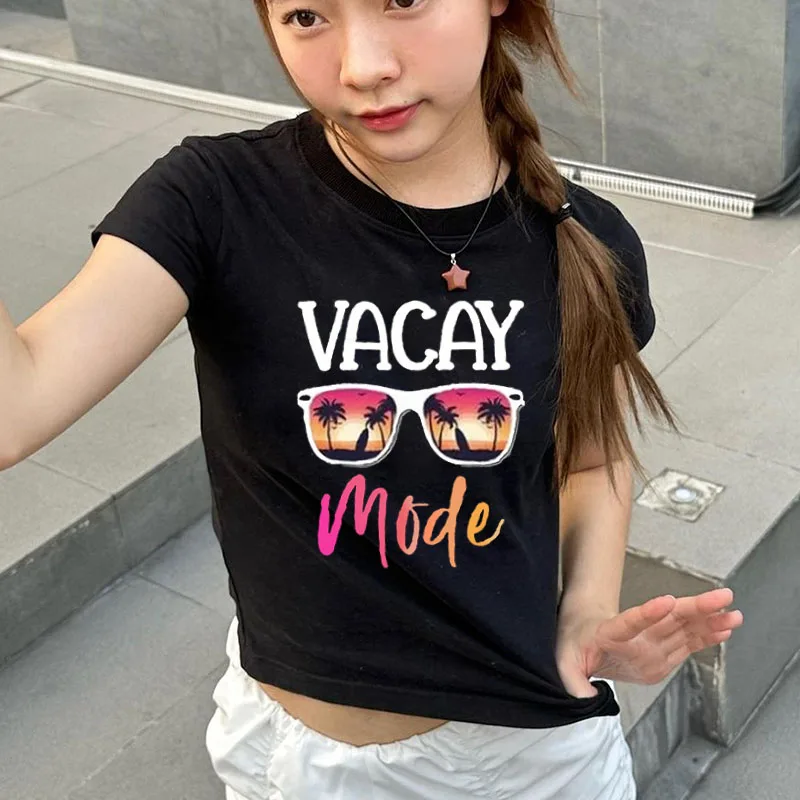 Футболка женская уличная, короткий топ в стиле Харадзюку, пляжный топ с принтом, Готическая Повседневная облегающая футболка с коротким рукавом, на лето Футболка женская уличная, короткий топ в стиле Харадзюку, пляжный топ с принтом, Готическая Повседневная облегающая футболка с коротким рукавом, на лето