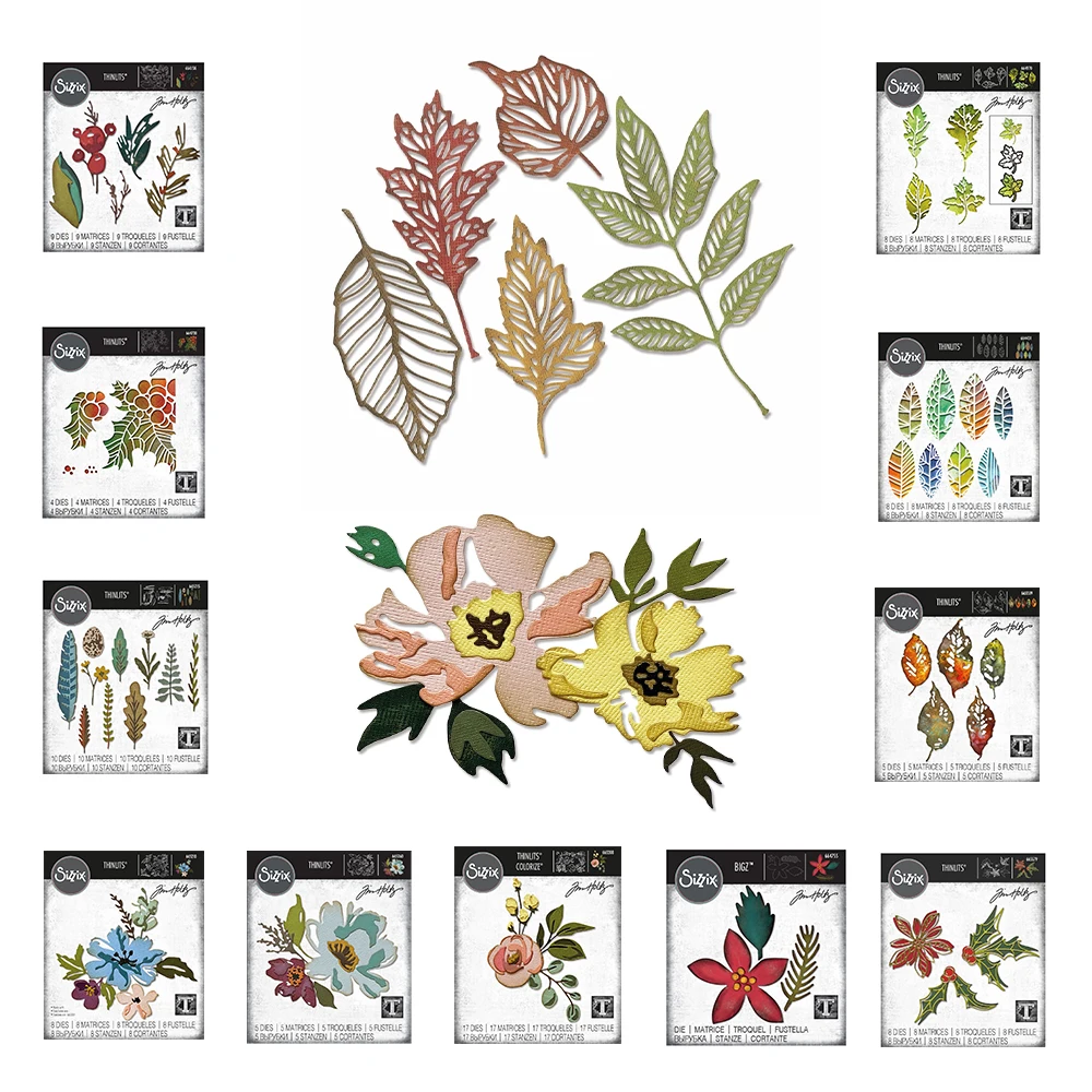 

Brushstroke Flowers Funky Nature Leaf Print Festivities Thinlits Metal Die Cuts Scrapbooking Decoration Embossing Diy Gift 2022