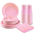 Одноразовая посуда, бумажное полотенце, баннер, солома, розовое золото, розовый цвет, украшение для дня рождения, свадьбы, Baby Shower, рождественские товары