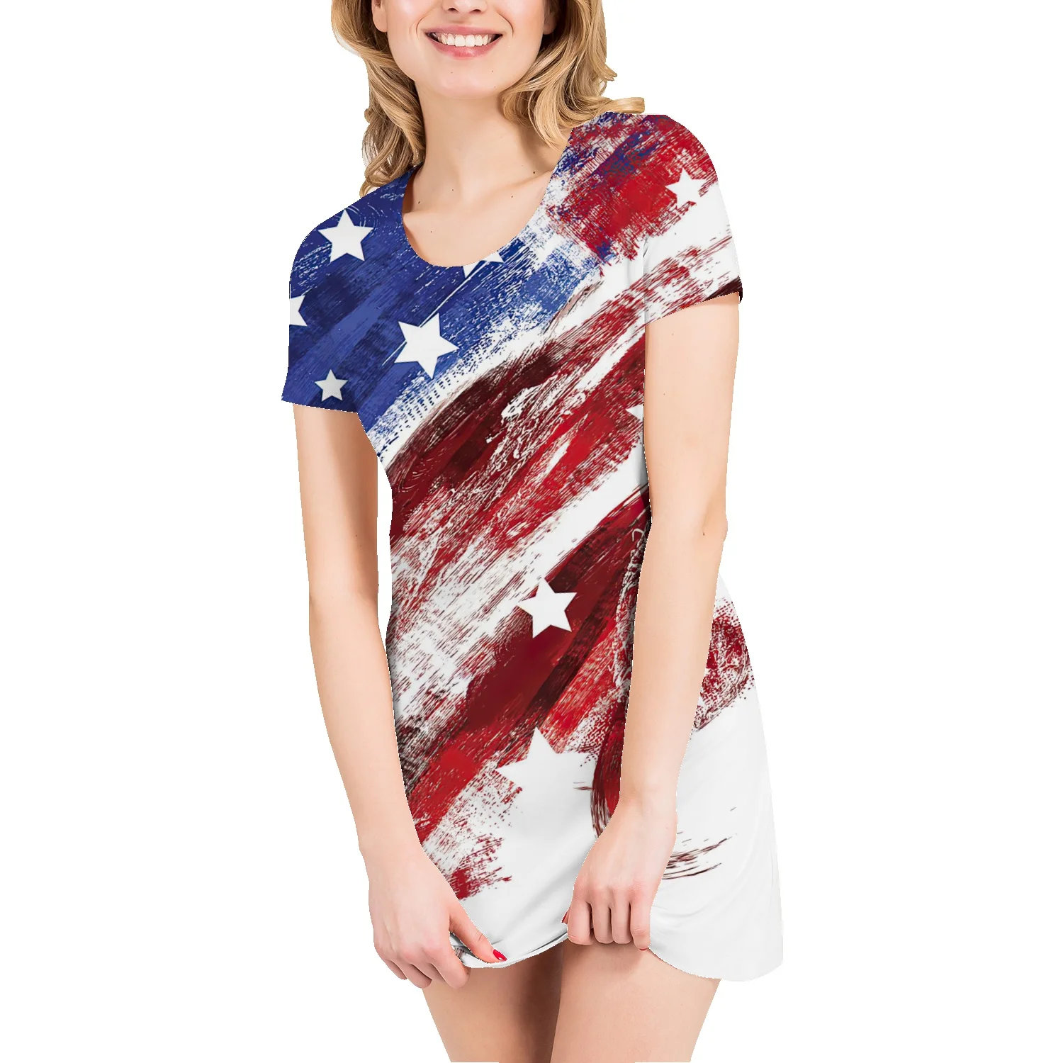 

Модная футболка с национальным флагом и 3D-принтом, юбка с круглым вырезом, свободная летняя юбка для девочек, Спортивная юбка с коротким рук...