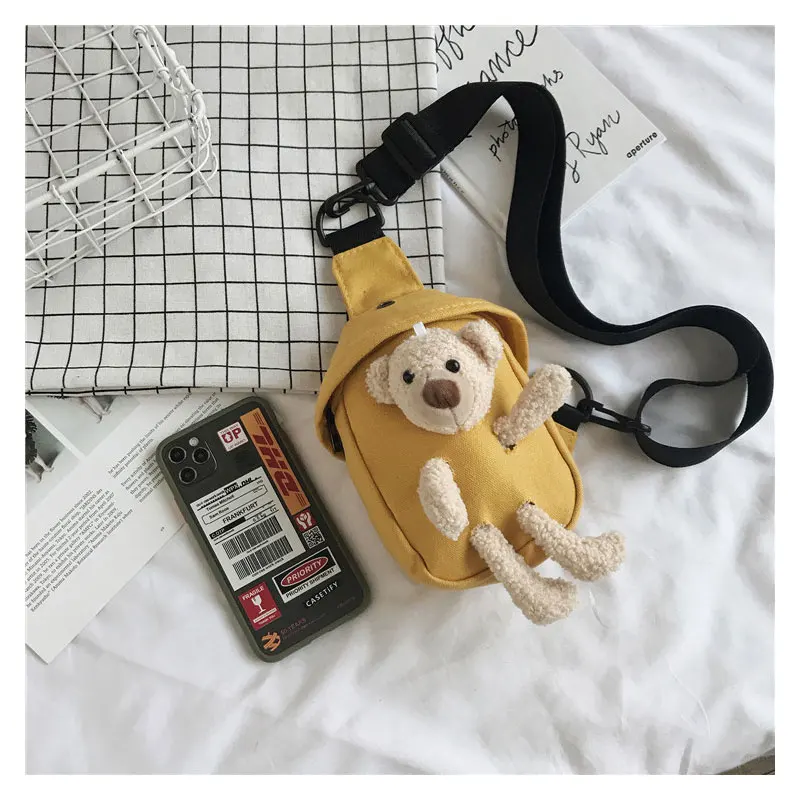 New Cartoon Children's Canvas Crossbody Bag Cute Kids Fashion Coin Purse Wallet Handbags Lovely Boys and Girls Mini Shoulder Bag