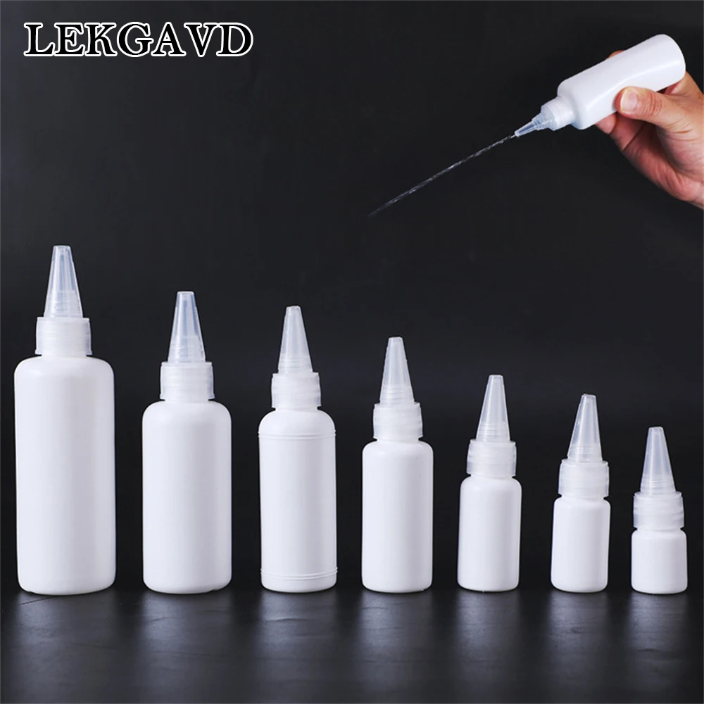5/10/20/30/50/60/100ml Empty PE Plastic Glue Bottles With Screw-On Lids Travel Squeeze Liquid Ink Oil Dropper Refillable Bottles