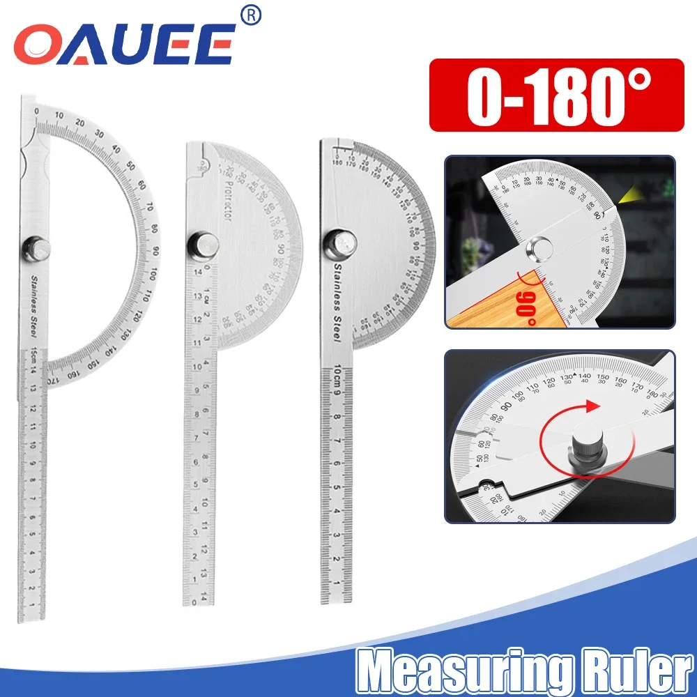 

Угловая линейка Oauee 0-180 °, транспортир, металлический видоискатель, Goniometer, регулируемое измерение