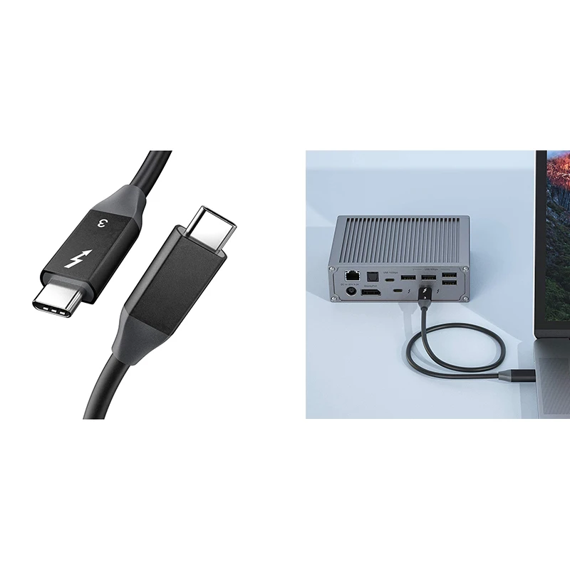 

Для кабеля Thunderbolt 3, 40 Гбит/с, 100 Вт, зарядка, поддержка дисплея 5K UHD, совместим с USB 3,1 Gen 1 и 2