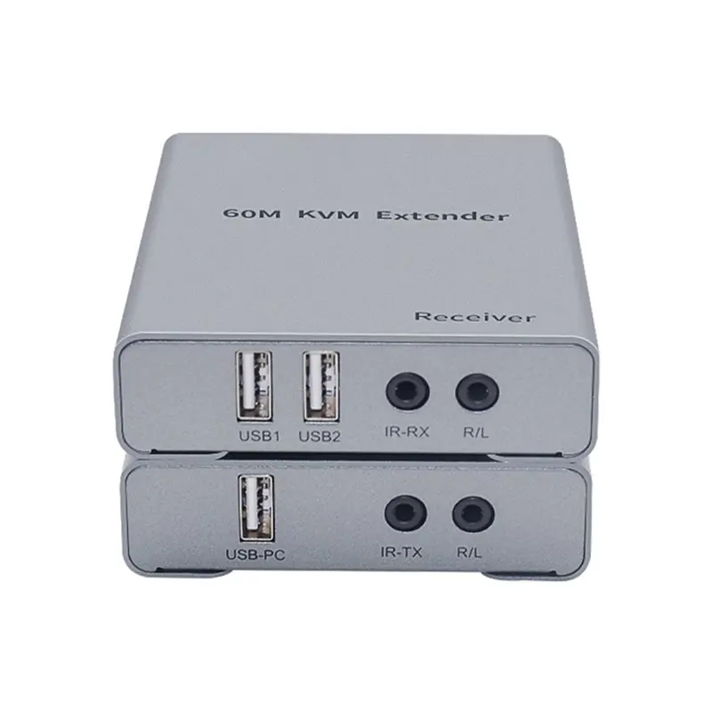Фото DT21 KVM-удлинитель 60 м CAT5E/6 RJ45 USB с аудио и ИК-управлением 1080P, европейская вилка №2