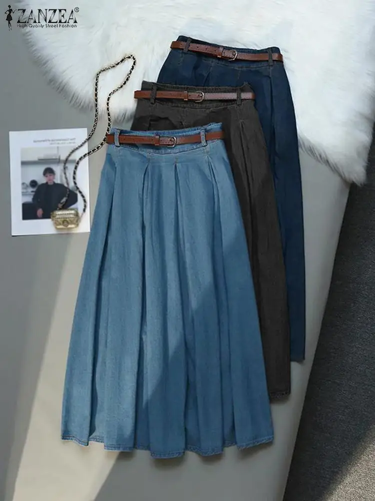 Zanzea Женская Винтажная Джинсовая Юбка