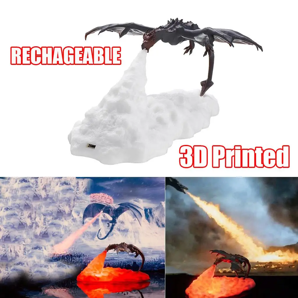 

Креативные лампы с 3D-принтом огня и дракона, светодиодный ночсветильник с 3D принтом, Перезаряжаемый для, 5,3x5,3x6,3 дюймов