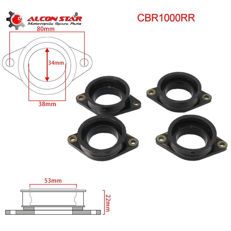 

Мотоциклетный карбюратор Alconstar- 4 шт./компл., переходник впускного интерфейса карбюратора для Honda CBR1000RR CBR 1000 RR 2004 2005