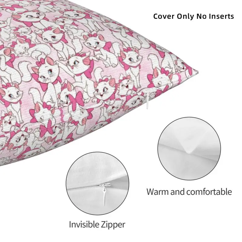 Marie With Her Pink Bow Cushion Cover Printing Girly Cat Film Throw Pillow Case for Car Fashion Pillowcase Home Decoration |