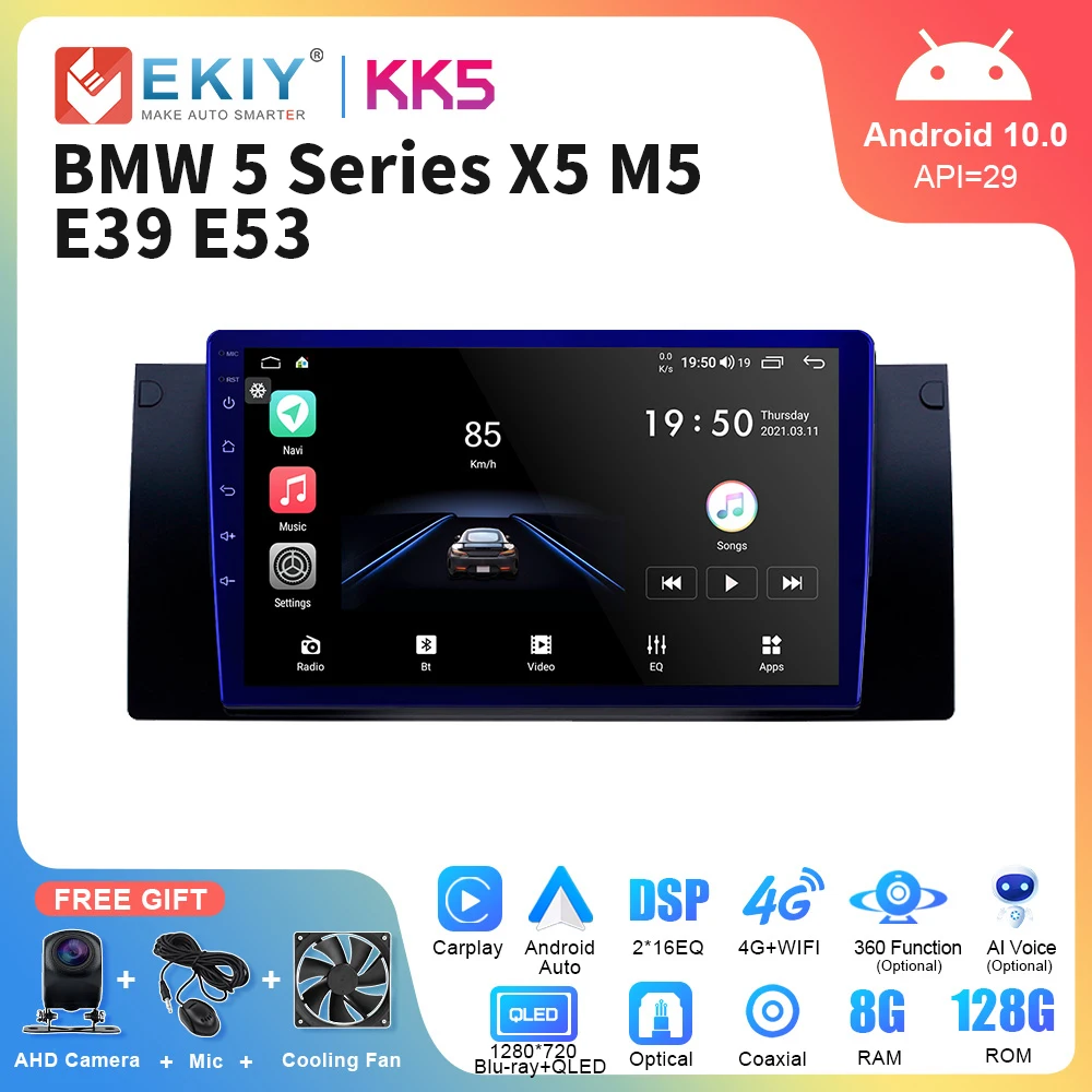 EKIY KK5 Android Car Radio For BMW 5 Series E39 X5 E53 M5 GPS Navigation Carplay Auto Multimedia Video Player Stereo Autoradio