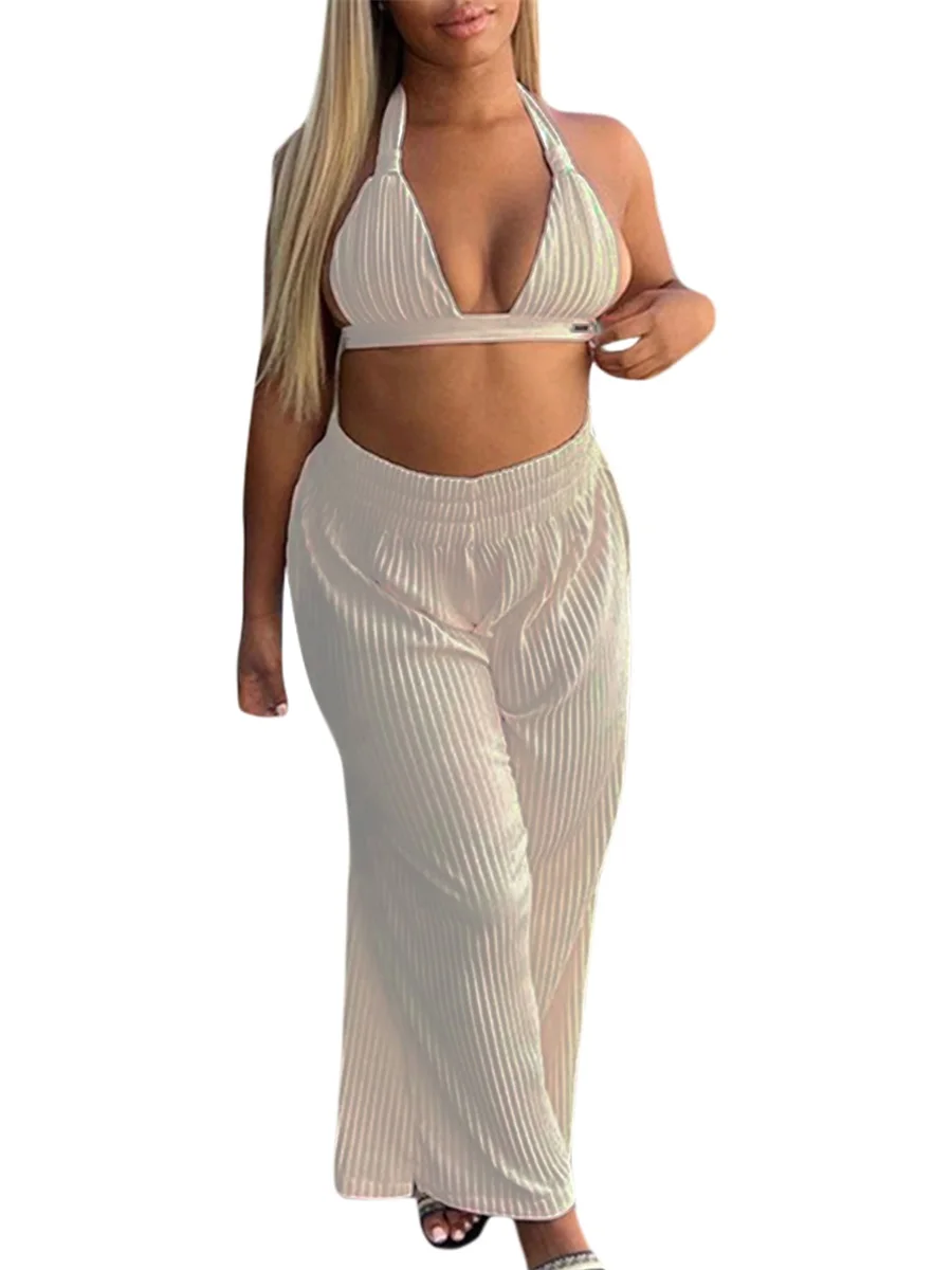 

Женский вельветовый комбинезон из 2 предметов, повседневный короткий топ без рукавов, жилет с оборками и широкие брюки, комплект, комбинезон...