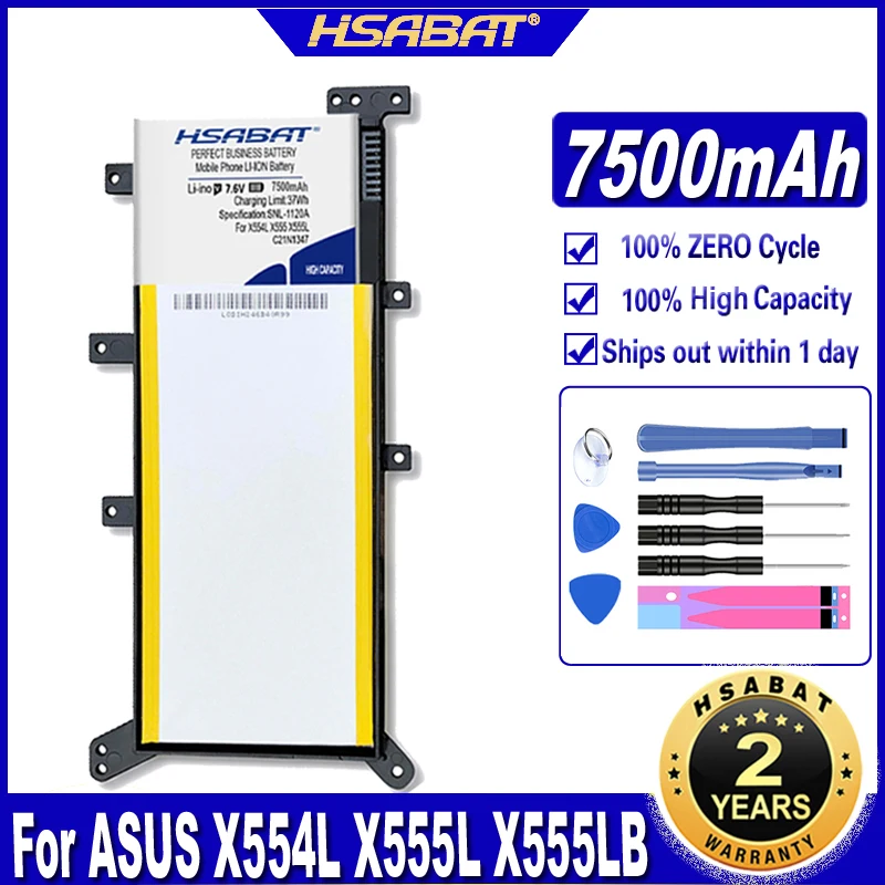 Аккумулятор HSABAT C21N1347 на 7500 мА · ч для ASUS X554L X555L X555LB X555LN X555 X555LD X555LP F555A F555U W519L F555UA -