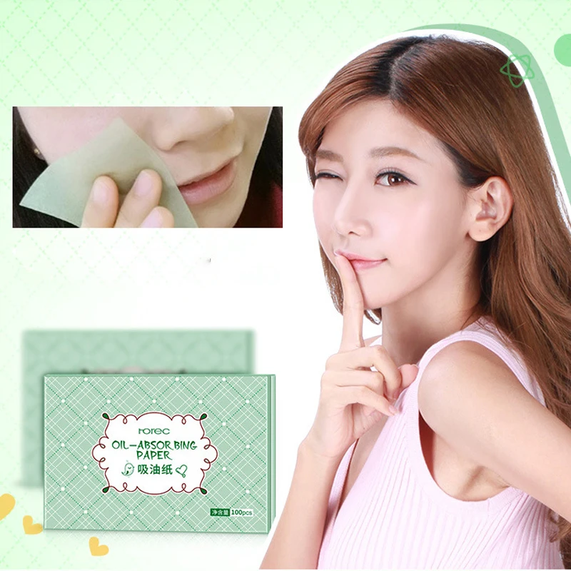 

100sheets/pack Portable Face Absorbent Paper Oil Control Wipes Green Tea Absorbing Oil Blotting Sheet Summer Oily Face Cleaning