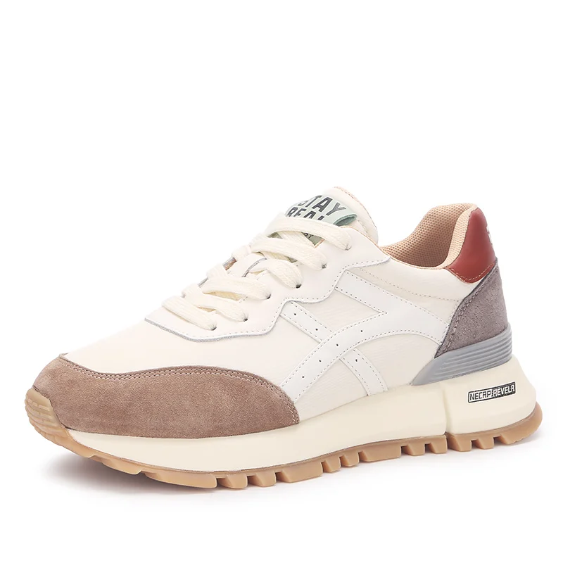 

Designer Women Chunky Platform Casual Sneakers Woman Fashion Ladies Genuine Leather Lace Up Breathable Running Shoes