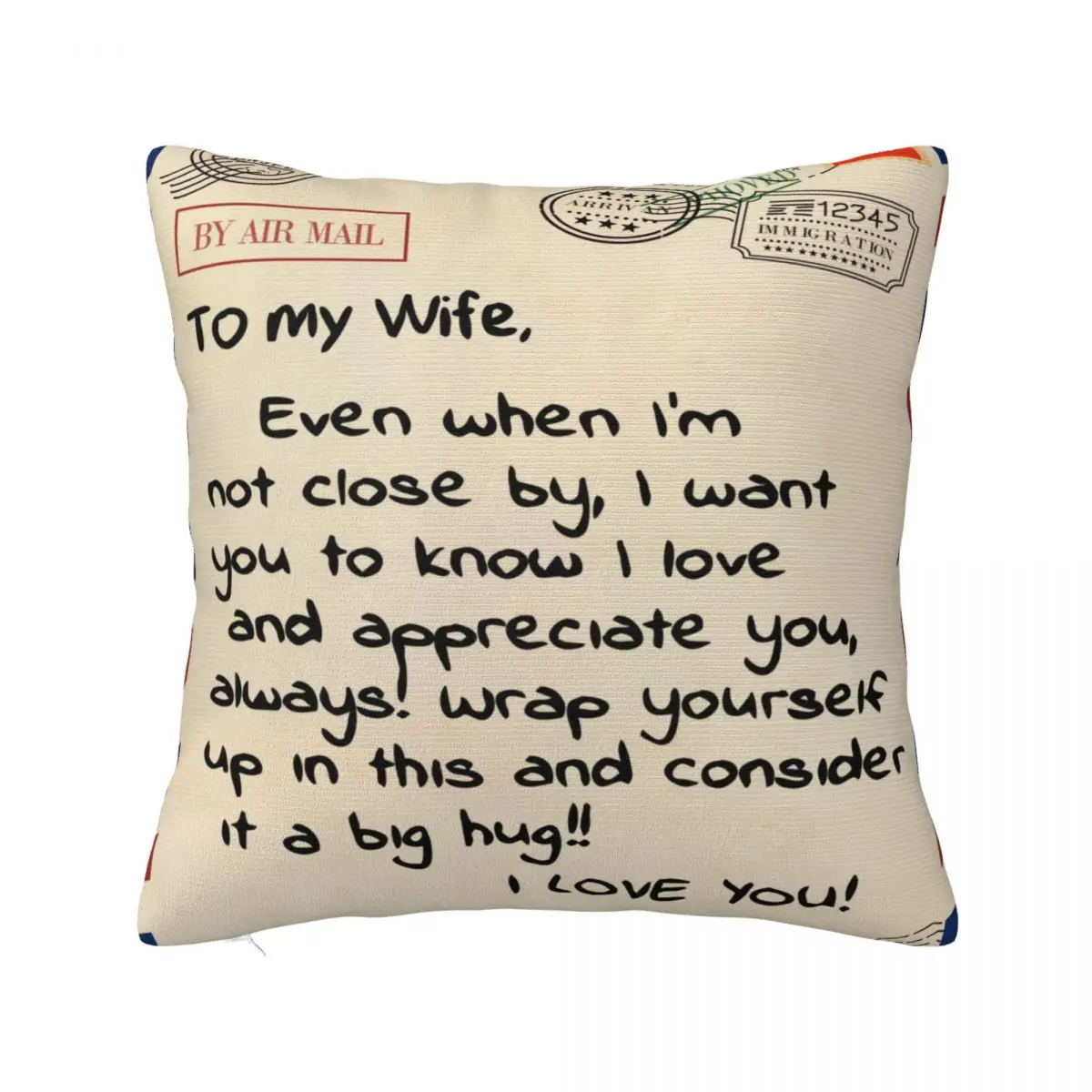 

To Wife From Husband Pillowcase Printed Polyester Cushion Cover Gift Love Letter Gifts Pillow Case Cover Home Zipper 40*40cm