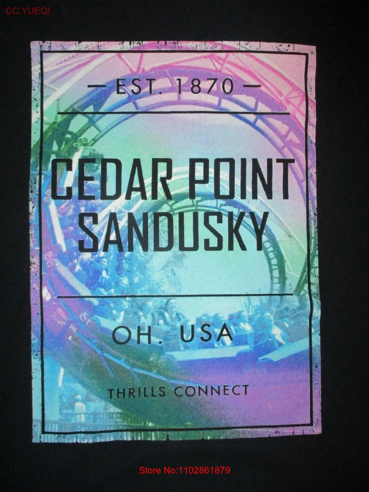 ФУТБОЛКА CEDAR POINT THRILLS CONNECT Парк развлечений Американские горки Штопор SM