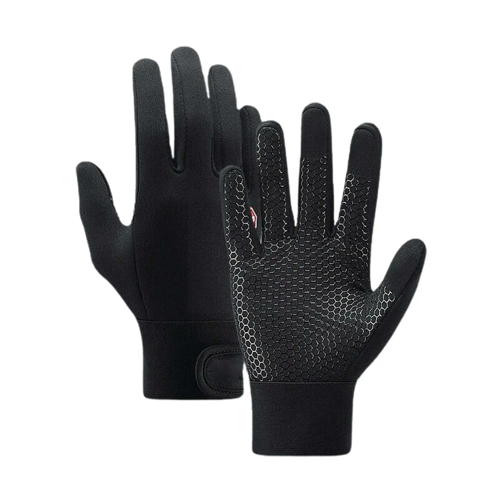 

Winter Screen Thermal Gloves Non-slip Windproof Warm Black Nylon Mitten For Outdoor Sports W4D5