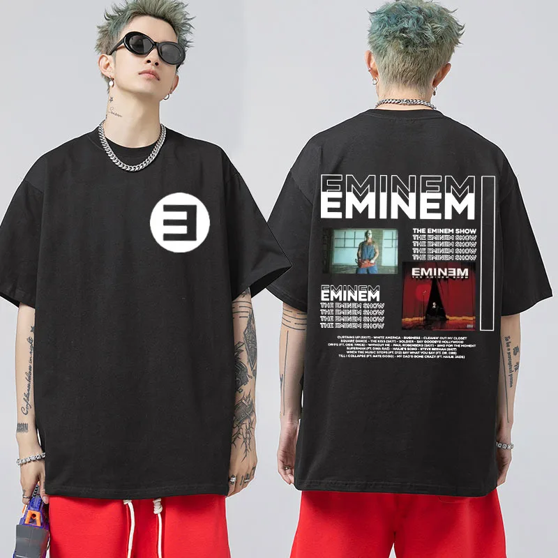 Black Kamikaze Album Eminem Print T Shirt Men's Clothing Retro Harajuku Hip Hop T-shirt Summer Oversized 100% Cotton Shirts