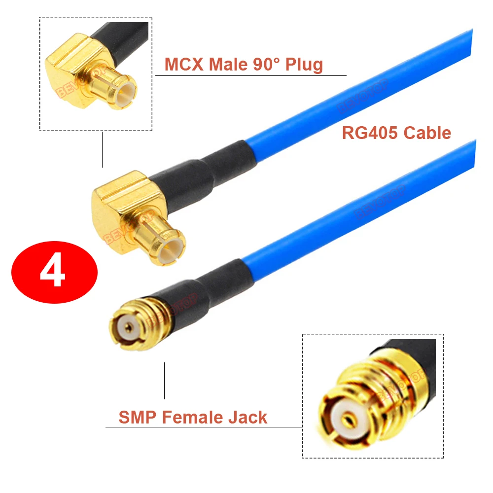 Кабель MCX на SMP RG405 штекер штекер/гнездо джемпер высокочастотный 086 Pigtail BEVOTOP 1 шт.