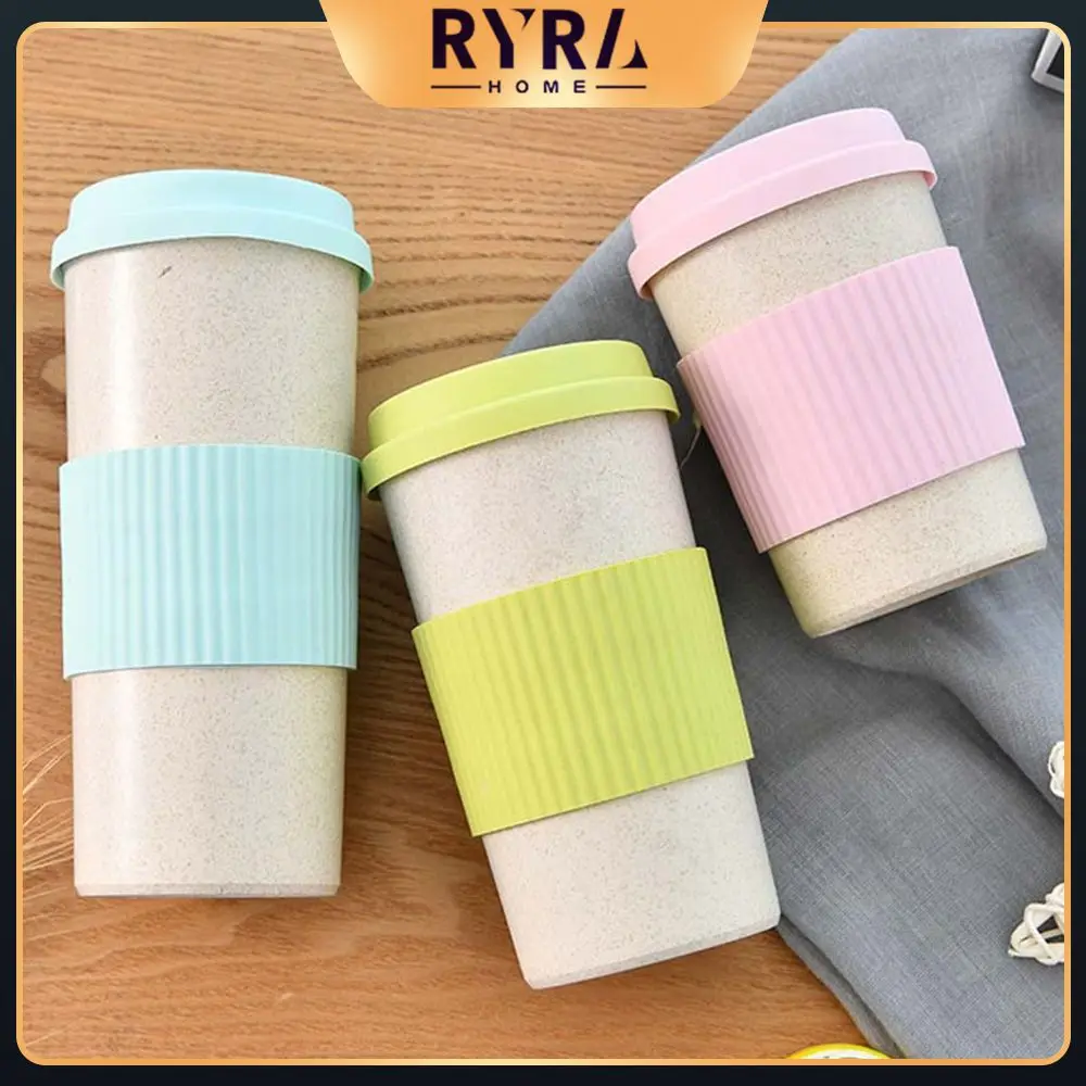 

Matching Long Stick Casual Cup Mug Polished And Smooth With Lid Office Cup With Cover Portable Drinkware Rice Husk Fiber Mugs