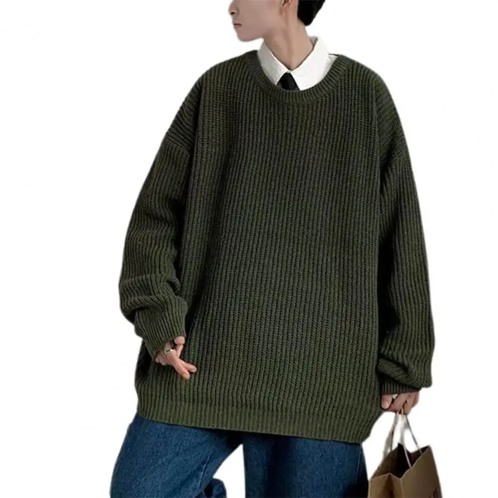

Свитер мужской однотонный шерстяной, приталенный силуэт, уличная одежда, вязаный свитер, корейский стиль, на осень