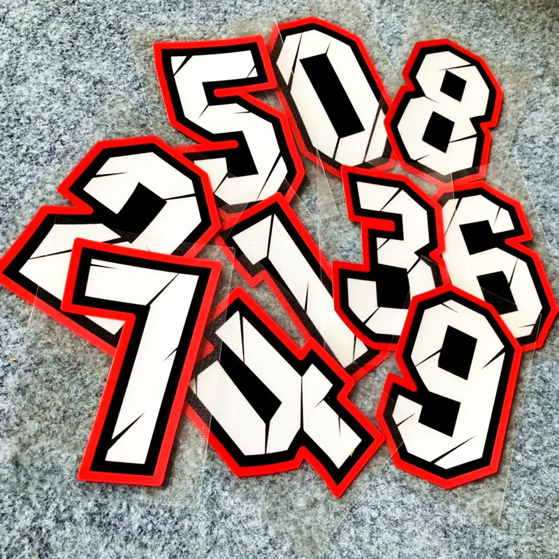 

Car Styling and Decals Three-dimensional Realistic Arabic Numerals Motorcycle Head Body Racing Track Helmet Stickers Reflective