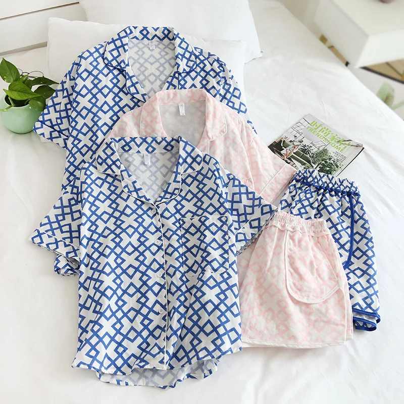 

Персонализированный пижамный комплект для пары, домашний костюм, шорты с коротким рукавом, одежда для отдыха, мужские пижамы, свободные хло...