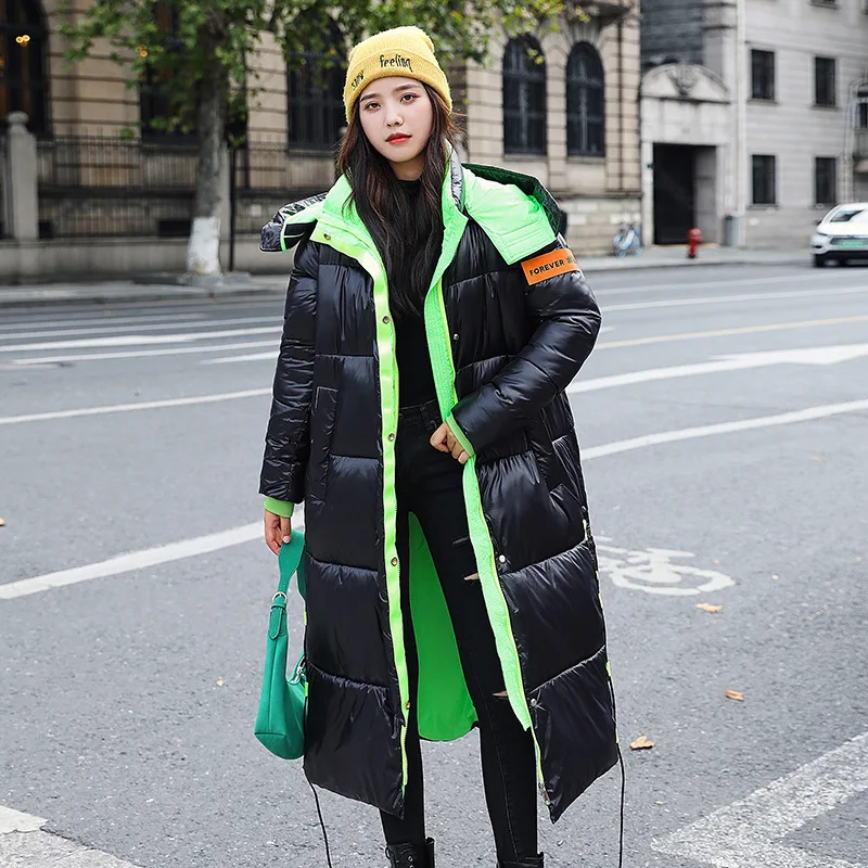 Women Winter Loose Parkas Korean Hooded Outerwear Snow Wear Long Puffer Bomber Basic Thick Jacket Female Plus Velvet Casual Coat