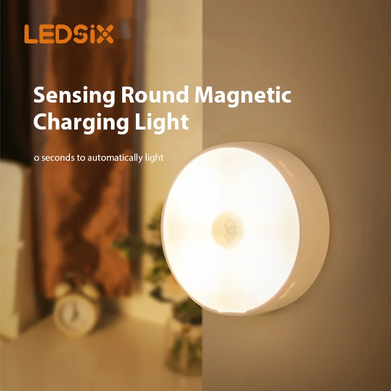 

Round Intelligent body sensor Night Light USB Rechargeable LED Night Lamp Bedside lamps For Cabinet Bedroom Home Closet Lighting