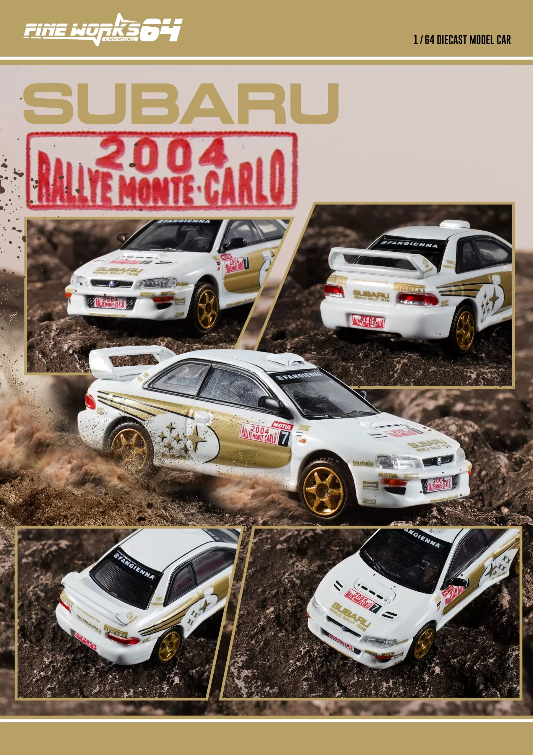 Фото Коллекционная модель гоночного автомобиля Subaru WRC Rally Champion в масштабе 1:64, литая под давлением, для демонстрации, подарок, сувенир №2