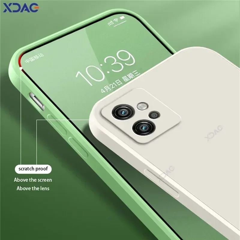 Оригинальные квадратные жидкие силиконовые чехлы для телефонов Motorola Moto G32 360