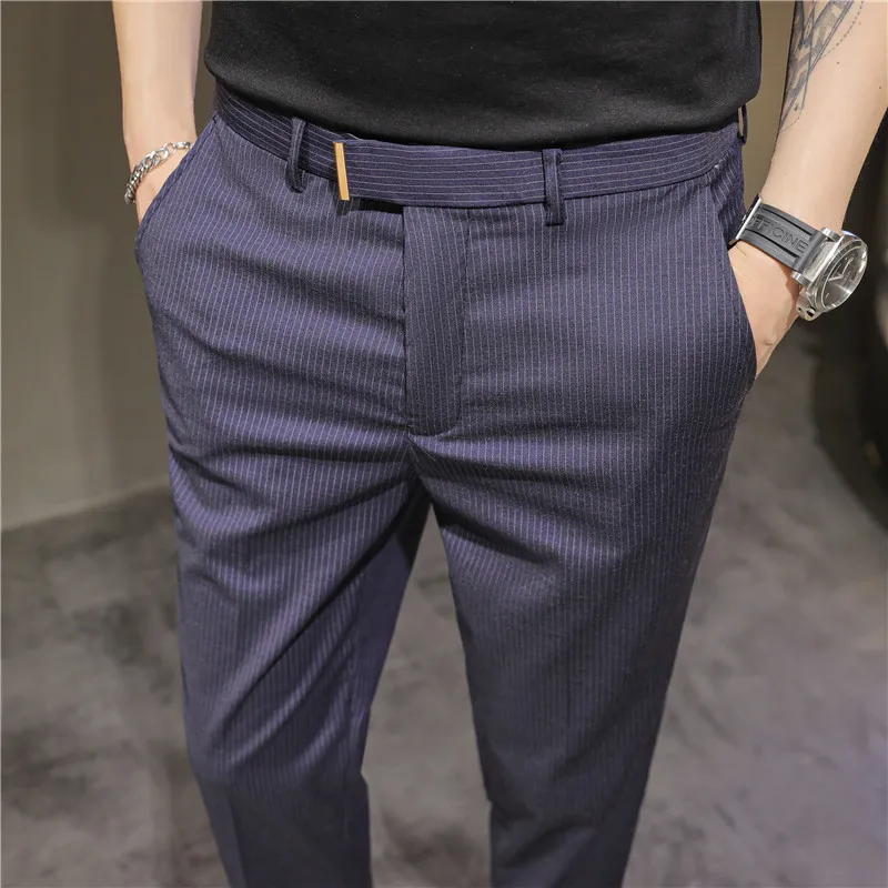 Buy Pink Mid Rise Slim Fit Trousers for Men