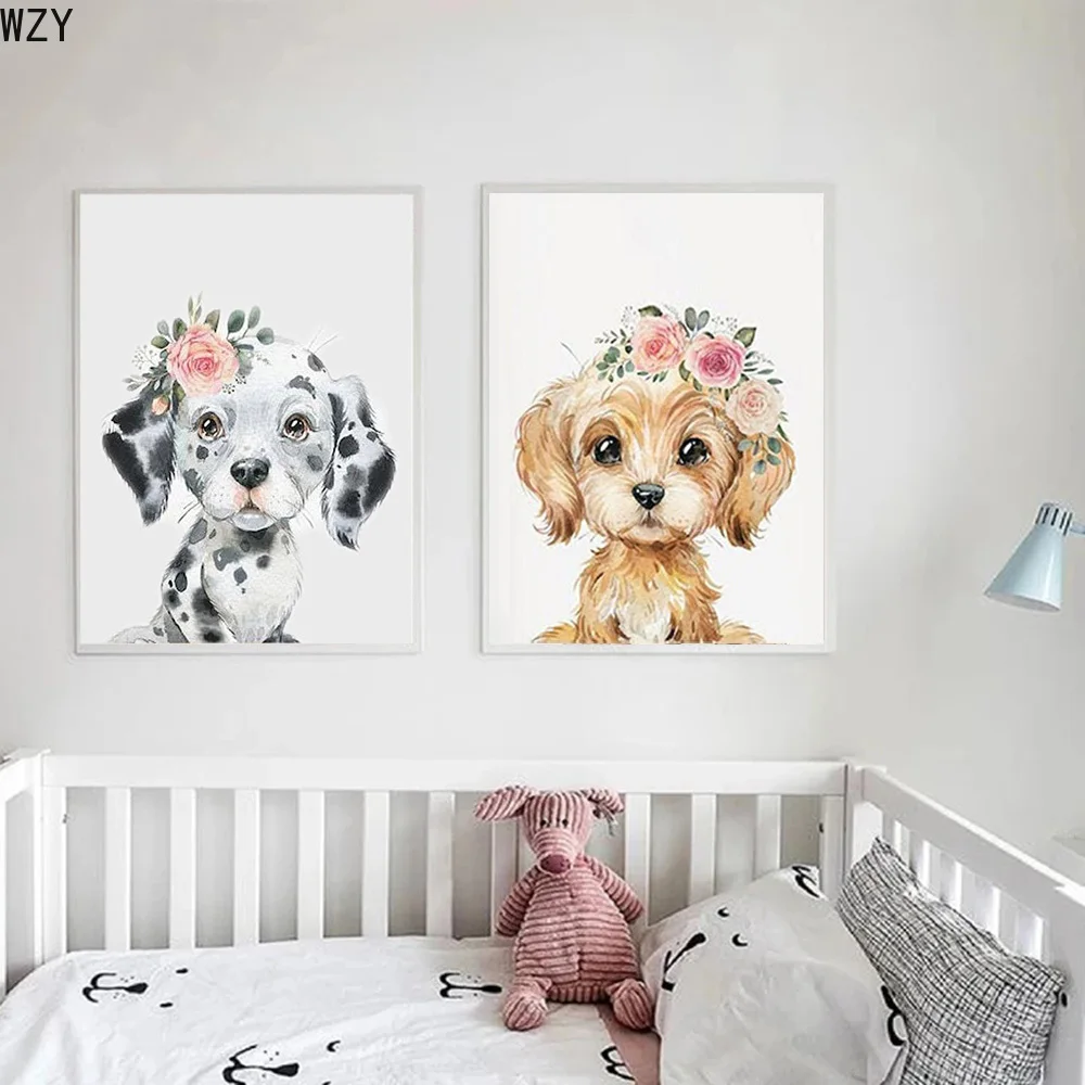 Настенная картина для детской комнаты с именем под заказ рисунком собаки Картина