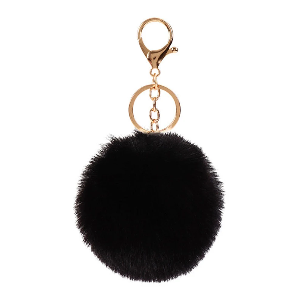 Cute Imitation Rex Rabbit Fur Plush Keychain 8cm Fluffy Pompom Ball Bag Backpack Decoration Car Key Chain Girl Gift Accessories images - 6