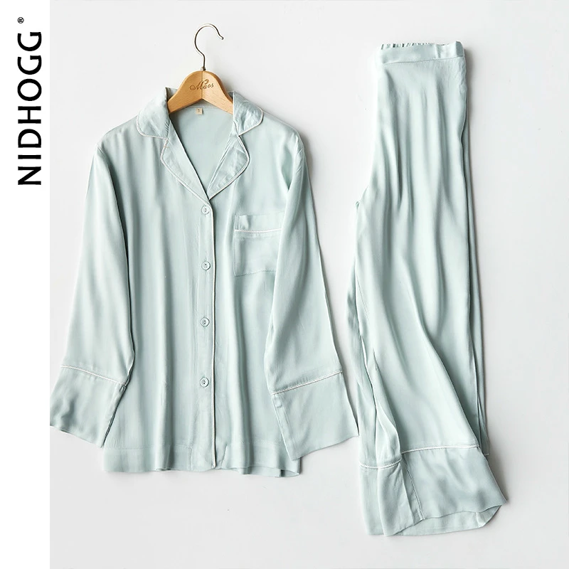 Женская атласная пижама из цветная Пижама вискозы с длинным рукавом 6-однотонная