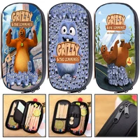 students grizzy and the lemmings pencil box kids cartoon anime case pencil child pen bag boys girls storage bags multifunction