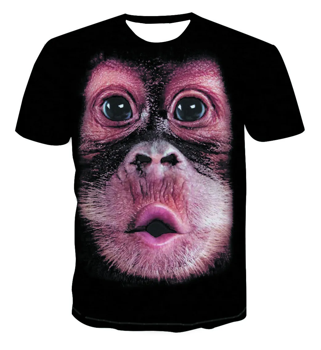 

2022 Summer 3D Printing Animal Monkey Gorilla Short Sleeve Creative Funny Design Casual Oversized Top Men's T-shirt