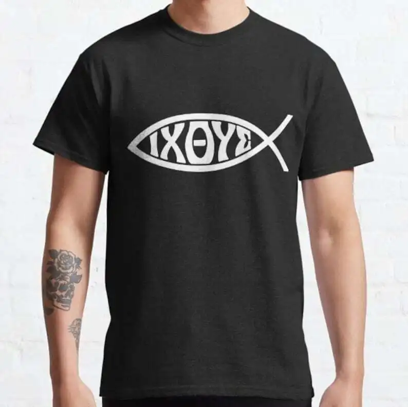 Футболка Ichthys or Ichtus IXOYE Christian Fish унисекс S-5XL