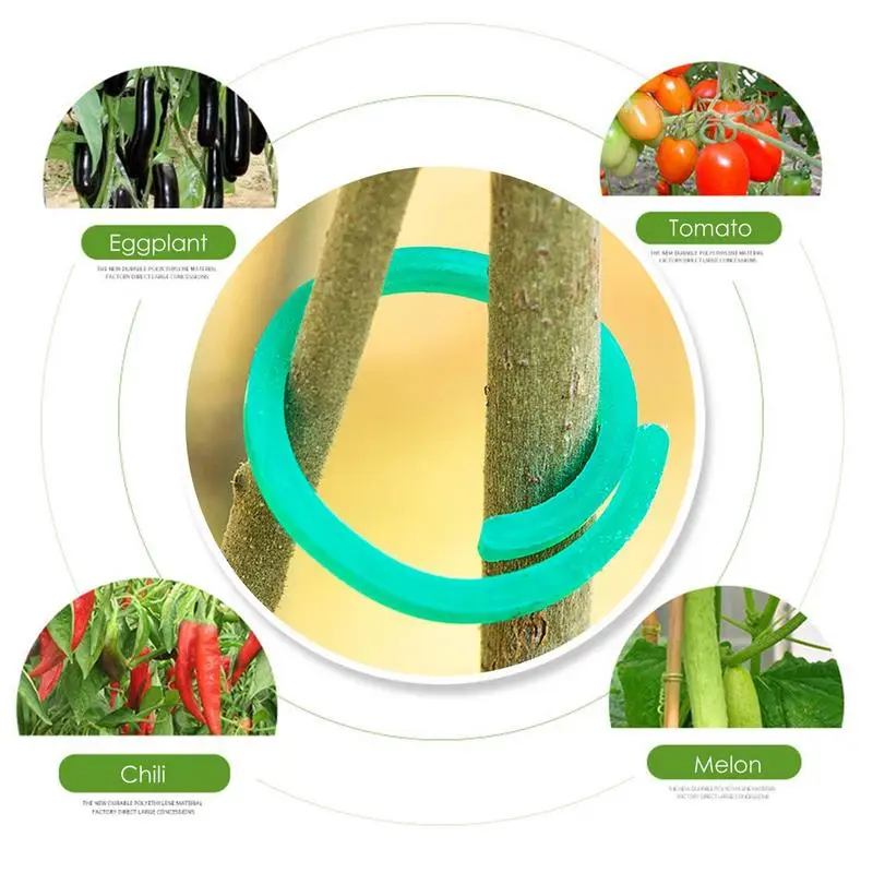 

100pcs Garden Plant Clips For Vegetable Growing Upright Plant Holder Green Plastic Twist Ring Garden Stand Tool Vine Support