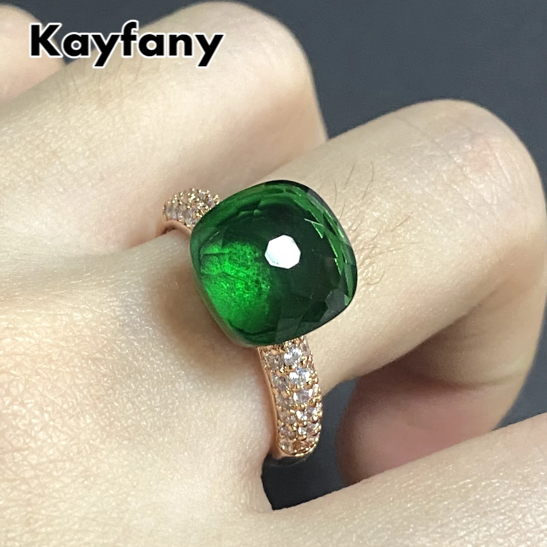 

New 11.6mm Big Stone Natural Crystal Candy Ring With Transparent Zircon Crystal Ring For Women Jewelry Gift Birthday Pomellato