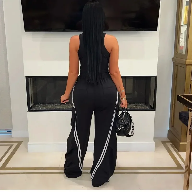 Джинсовые лоскутные полосатые широкие спортивные штаны женские модные прямые