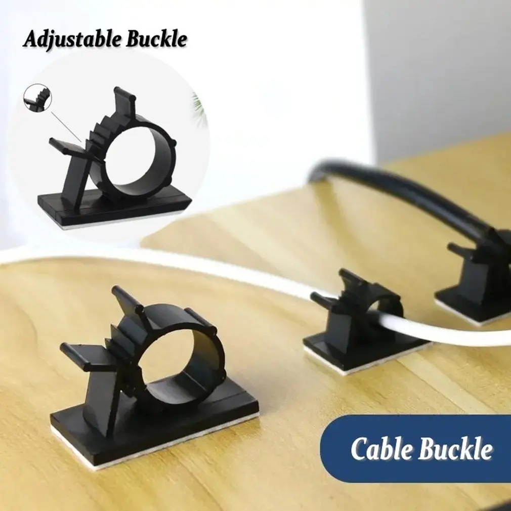 

10pcs Adjustable Self-Adhesive Wire Cable Ties Mounts Clamp Clip Organizer Holder Desk Wire Cable Cord Management