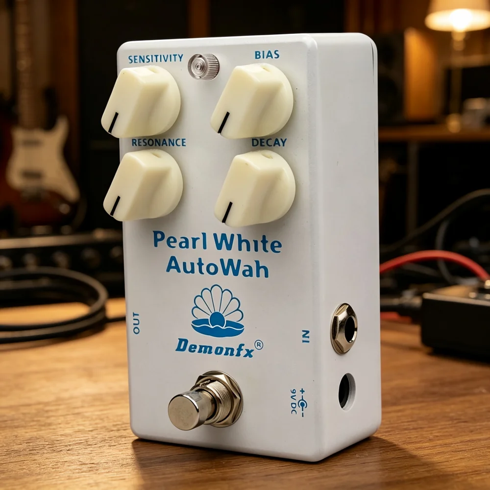 Фото Педаль эффектов Demonfx Pearl White Auto Wah для гитары или бас-гитары, универсальная педаль Auto-Wah для гитары №3