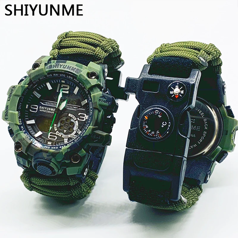 

SHIYUNME Brand Men Sports Watches Dual Display Analog Digital LED Electronic Quartz Wristwatches Waterproof Military Watch