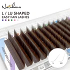 Накладные ресницы NATUHANA LLU(M) Curl Auto Fans Color ed Lashes коричневый фиолетовый розовый зеленый синий цвет Наращивание ресниц l-образные норковые ресницы