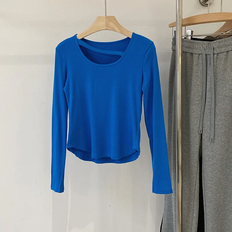 

Top Women's 2022 Spring Slim Fit Bottoming Long Sleeve T-Shirt Black